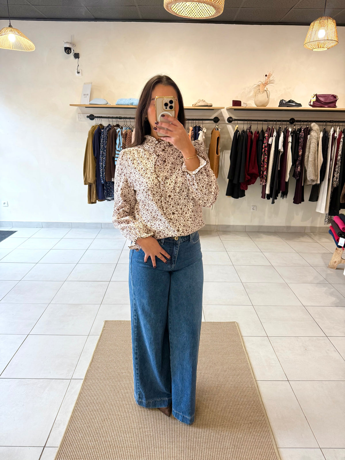 Blouse motifs marron - Elisa