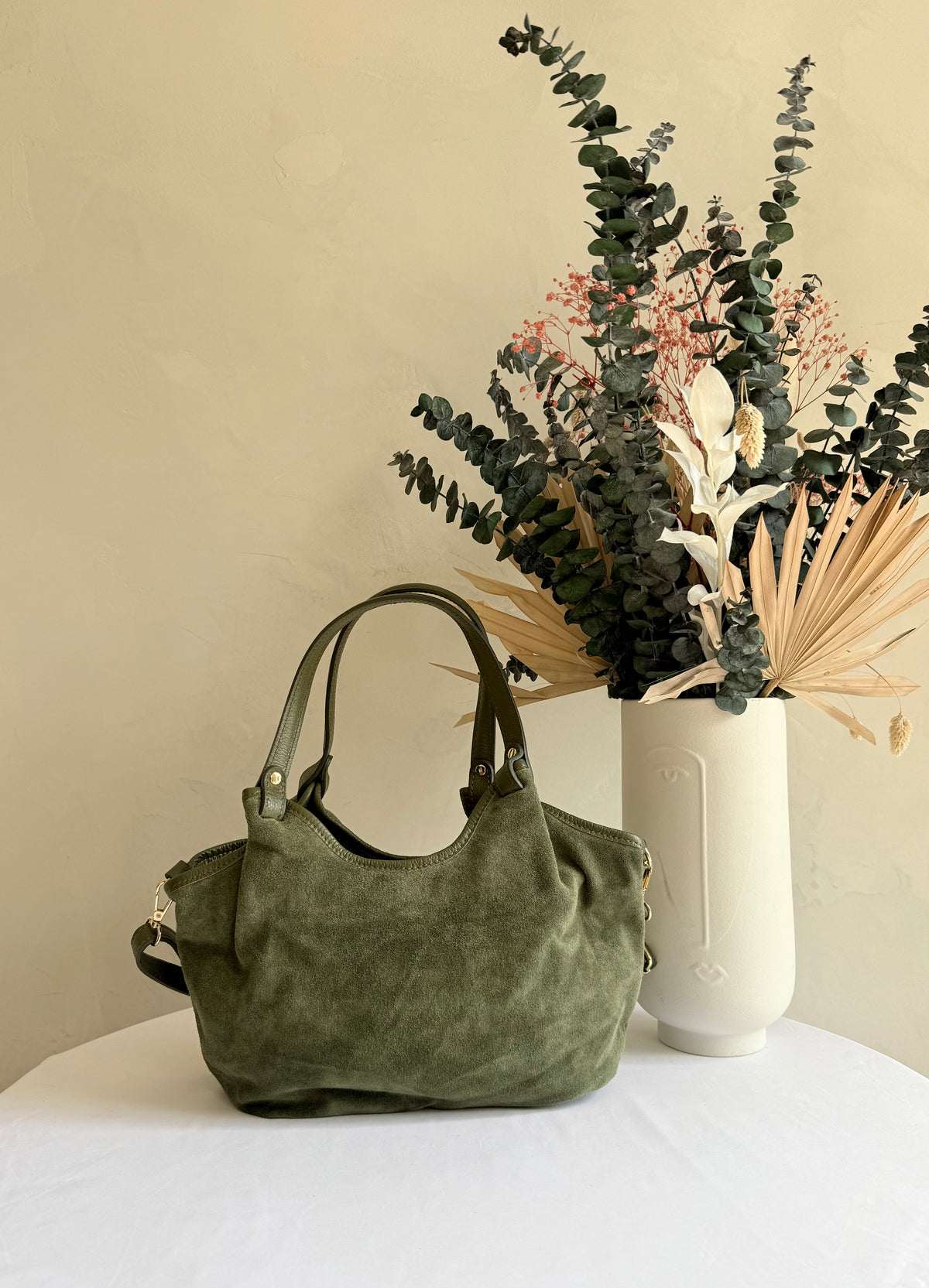 Sac cuir daim kaki - Jade
