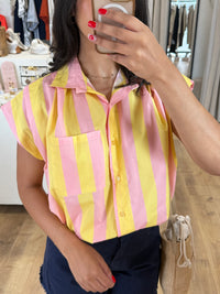 Blouse jaune rose - rayure