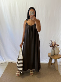 Robe longue gaze marron - Vic