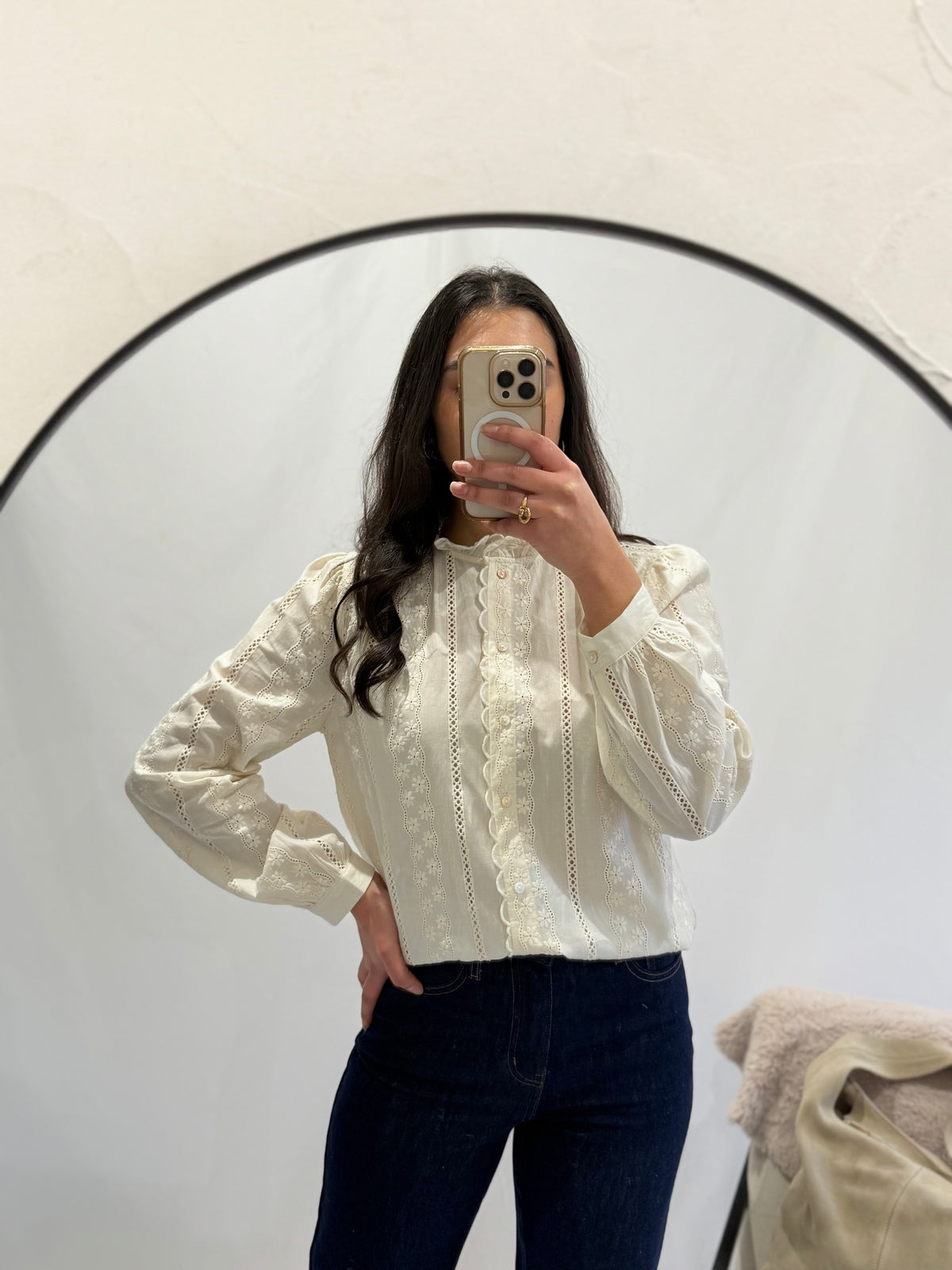 Blouse broderie beige - Neo