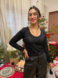 Haut noir brillant - Alix