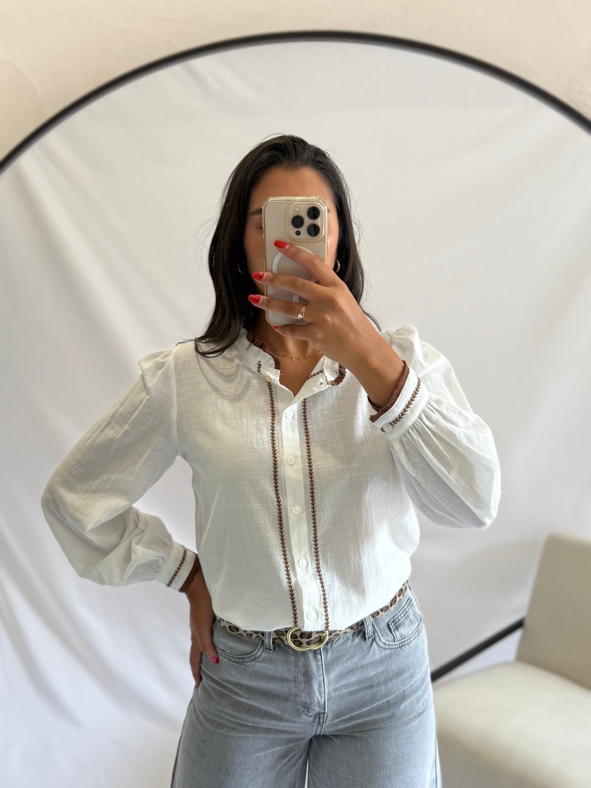 Blouse col rond - Brown