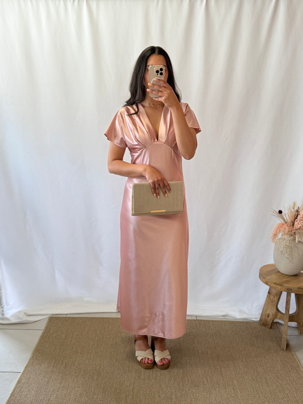 Robe longue rose poudré - Isore