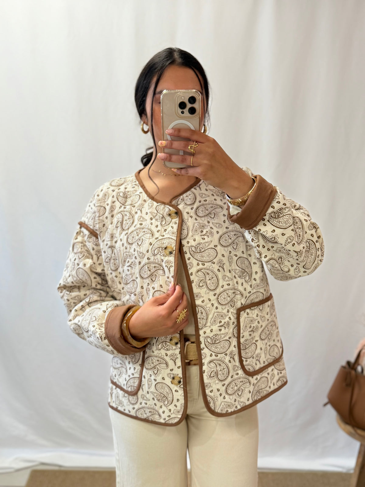 Veste motifs beige - Poris