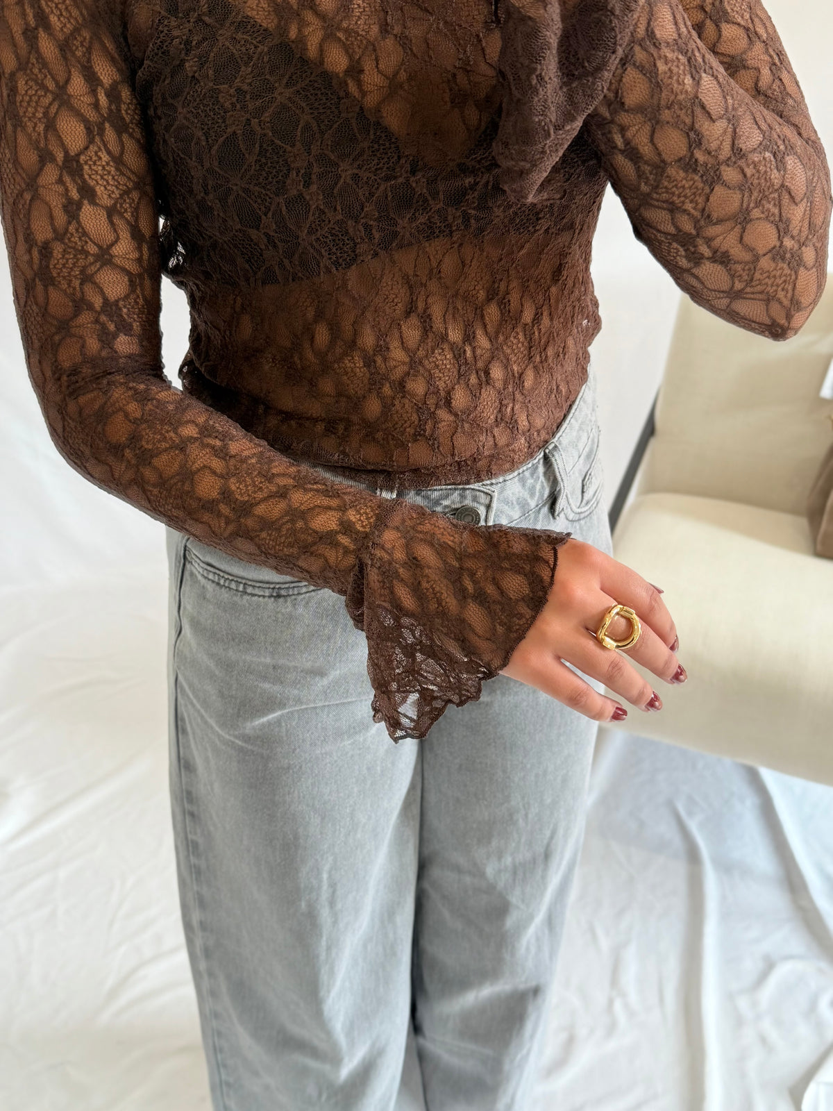 Haut dentelle - chocolat