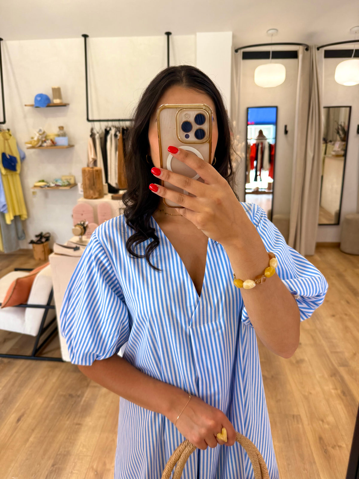 Robe bleu ciel - rayure