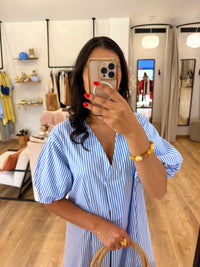 Robe bleu ciel - rayure