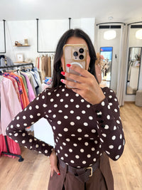 Haut marron - pois