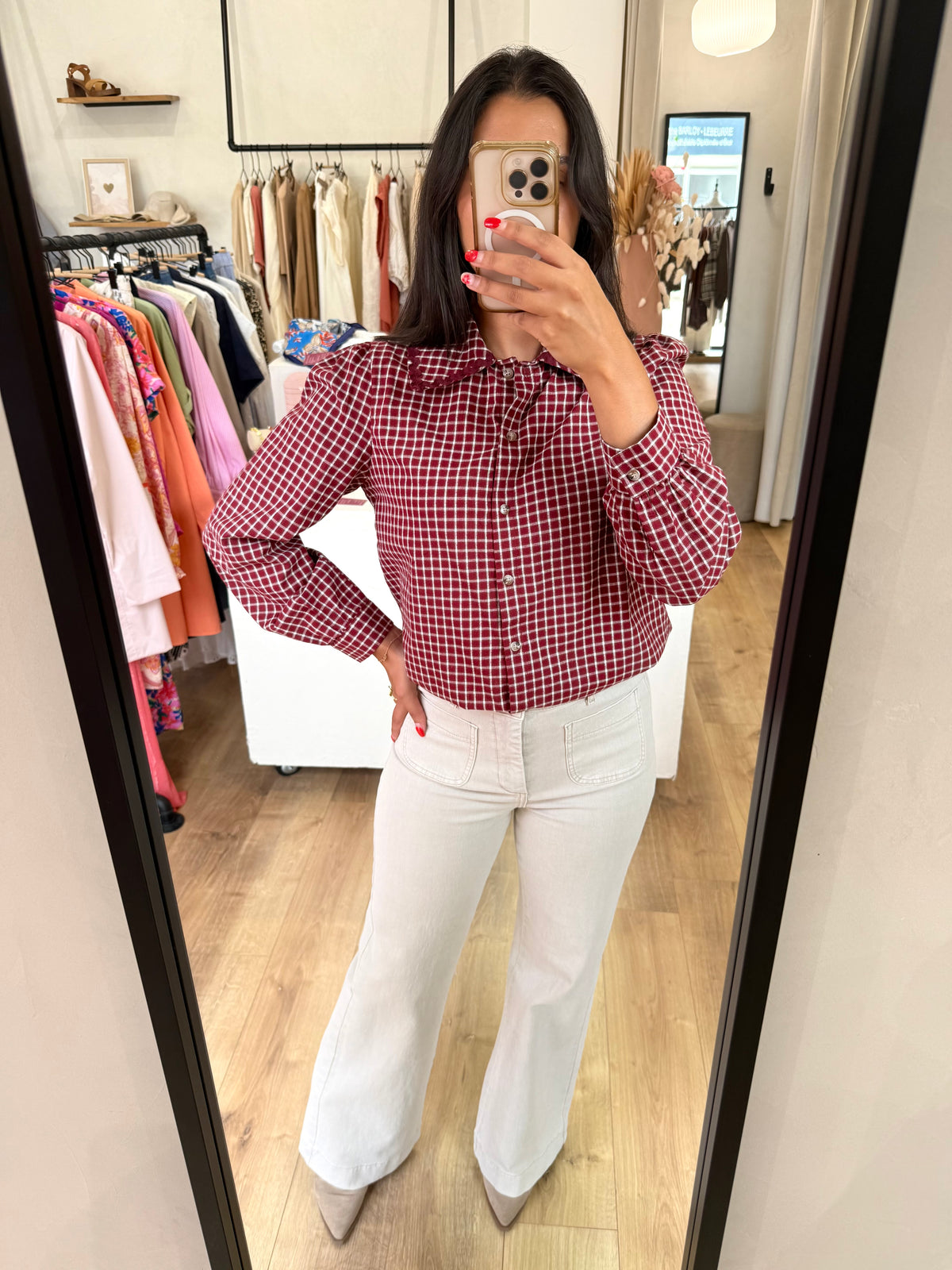 Blouse vichy bordeaux - Louisy