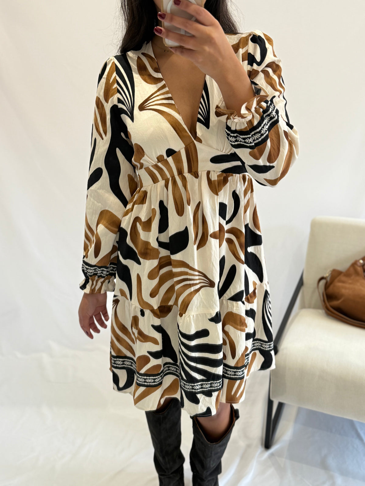 Robe courte motifs camel - Louise
