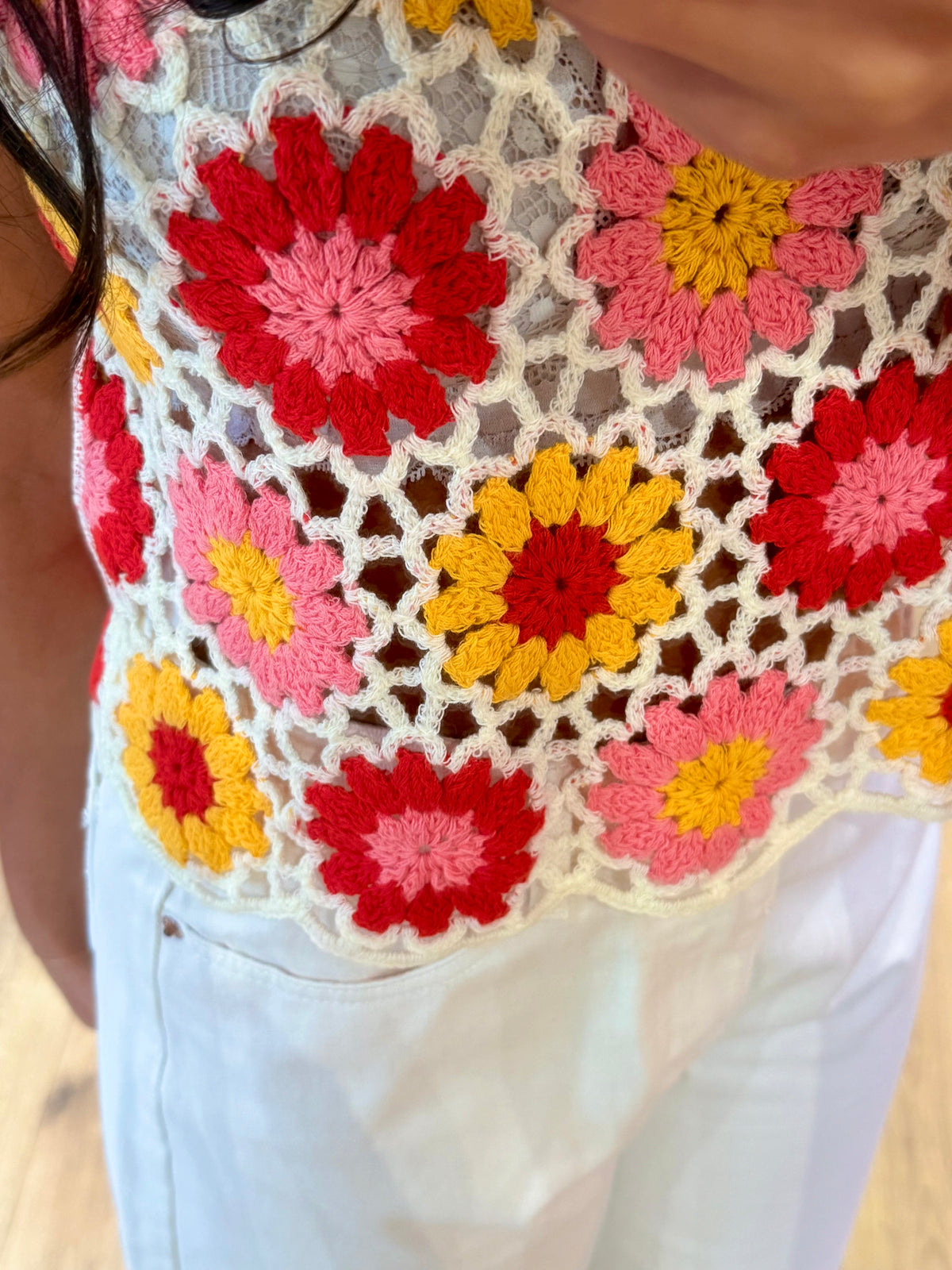 Haut crochet rose - Louise