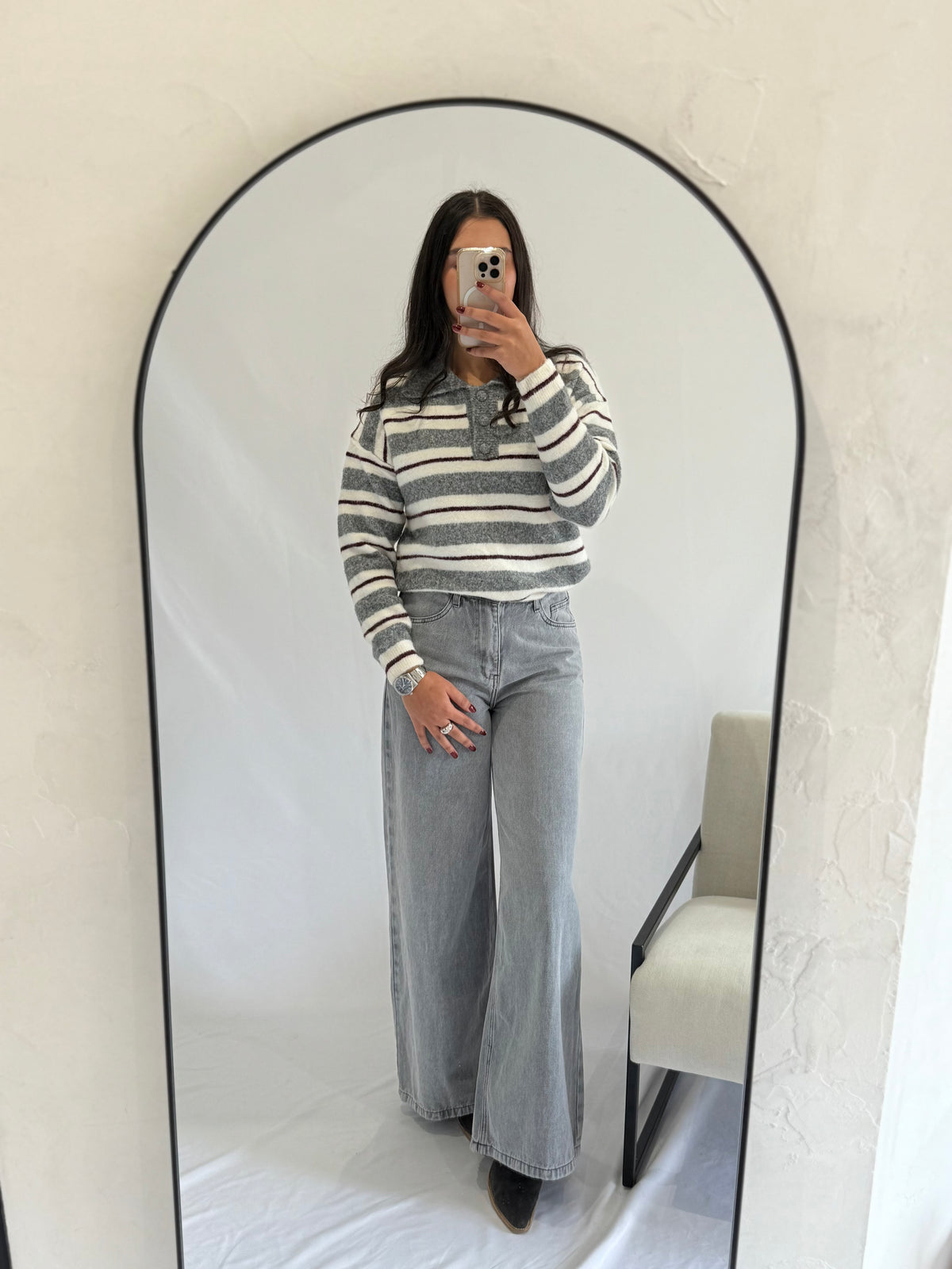 Pull rayure gris - Nat