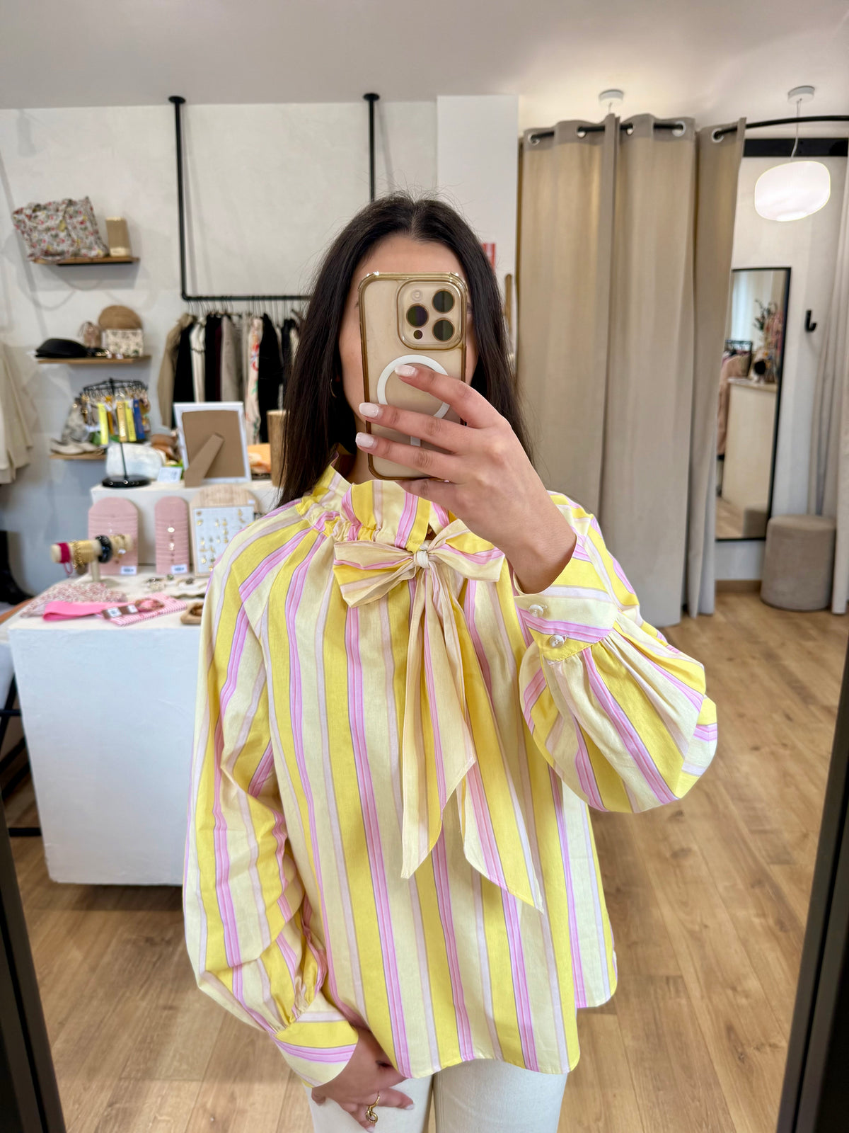 Blouse rayure jaune/rose - Ema