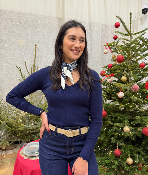 Haut col V marine - Aurel