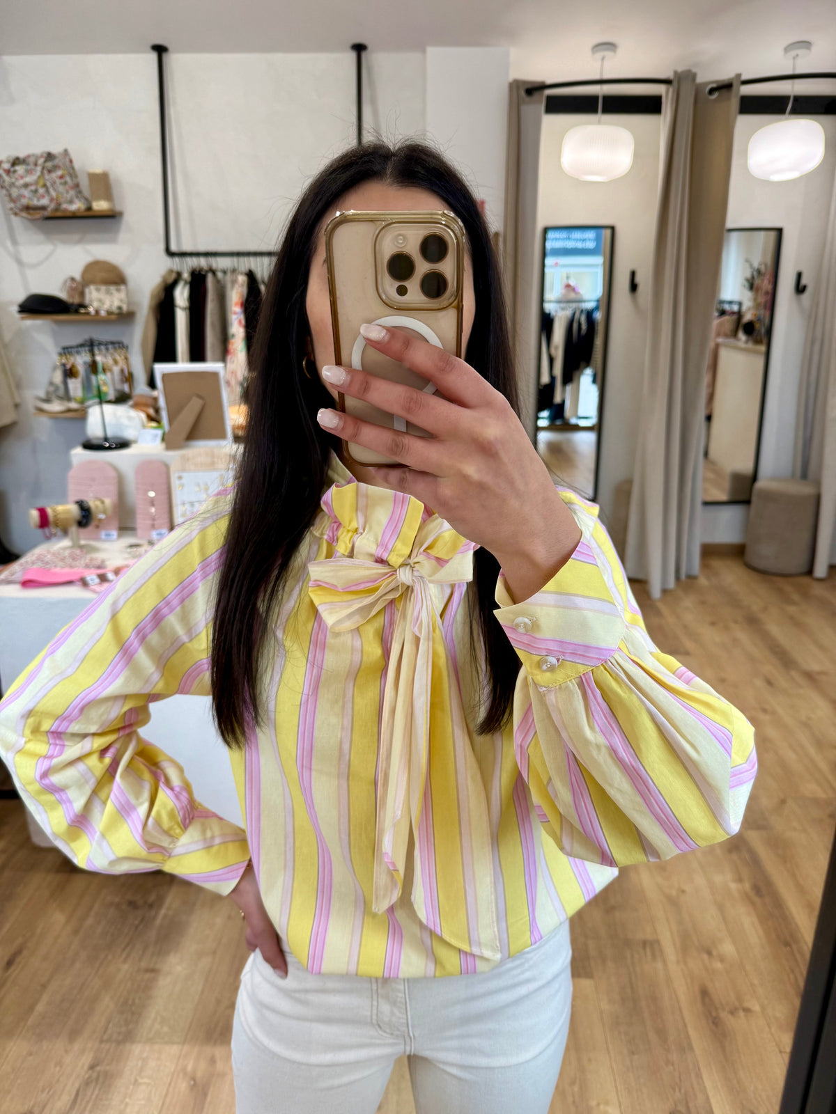 Blouse rayure jaune/rose - Ema