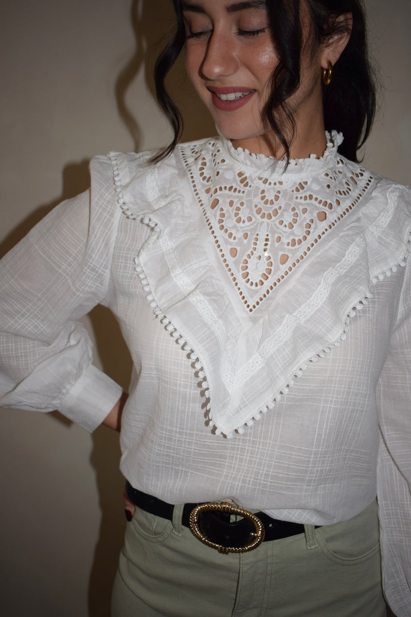 Blouse Broderie Blanc - Laria
