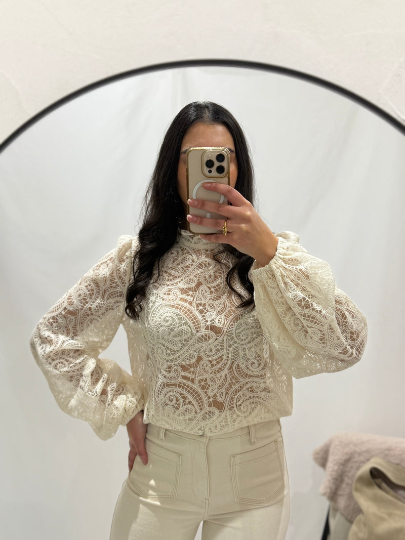 Blouse broderie beige - Paul