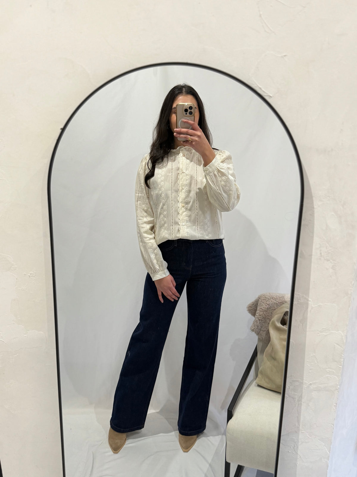 Blouse broderie beige - Neo