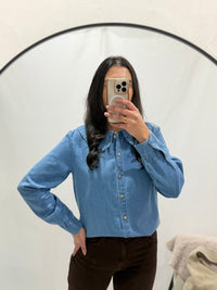 Blouse col claudine jean - Rose