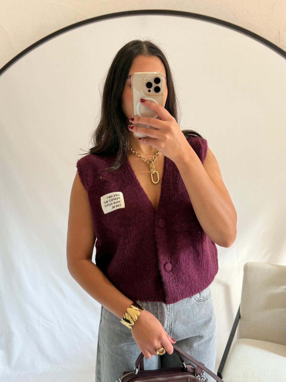 Gilet sans manches prune - Océane