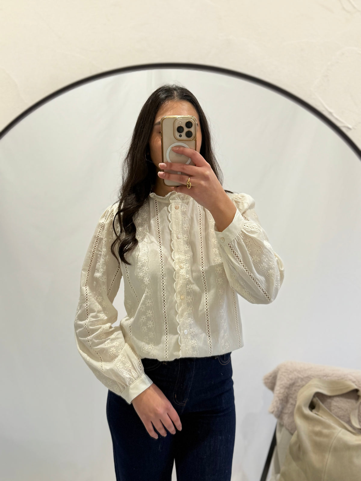 Blouse broderie beige - Neo