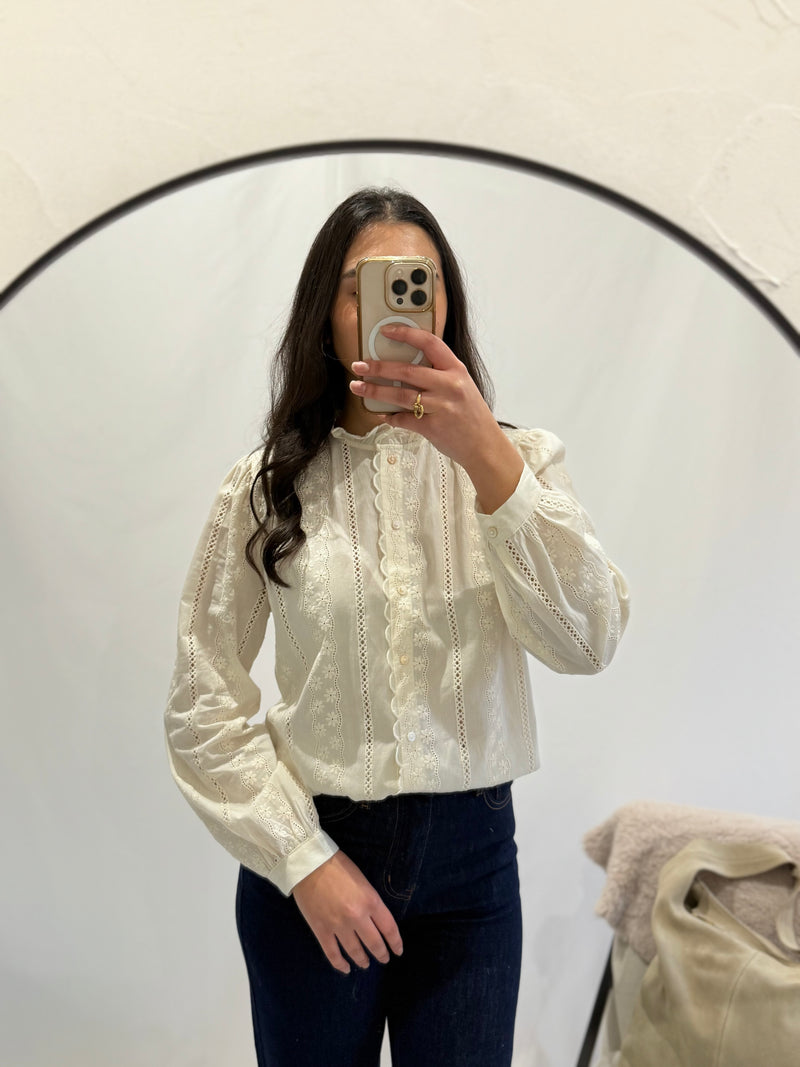 Blouse broderie beige - Neo