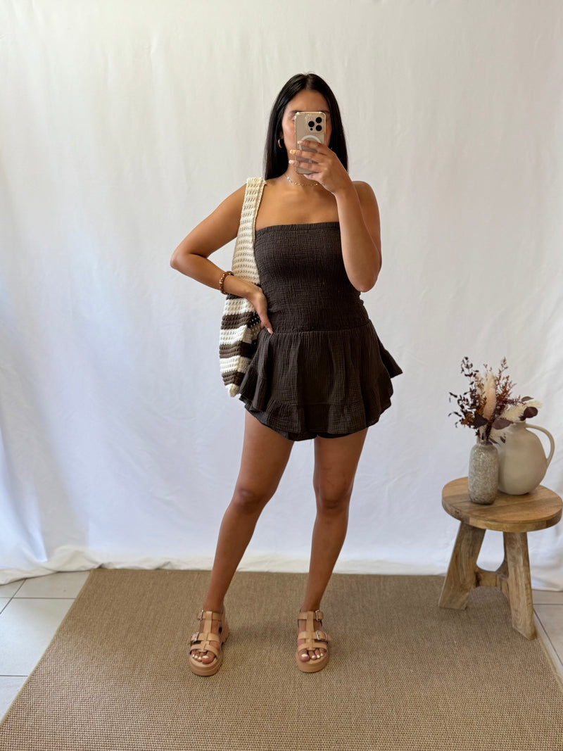 Combi bustier gaze marron - Adele