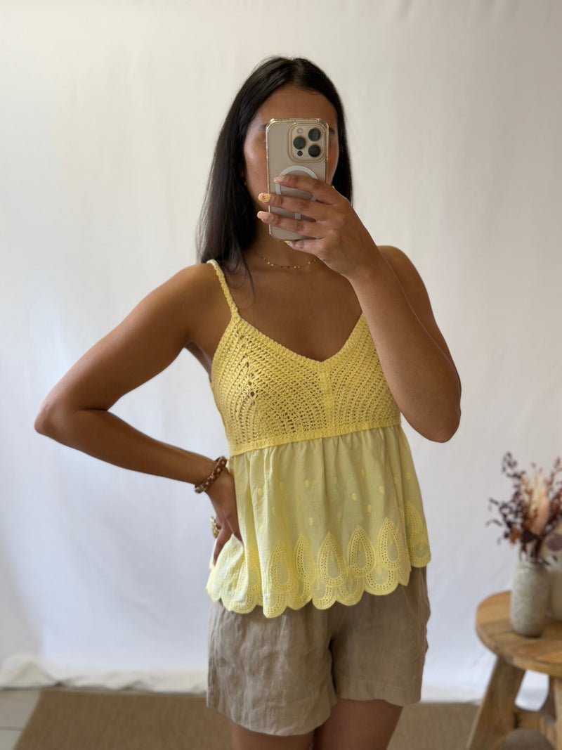 Top crochet jaune - Louisy