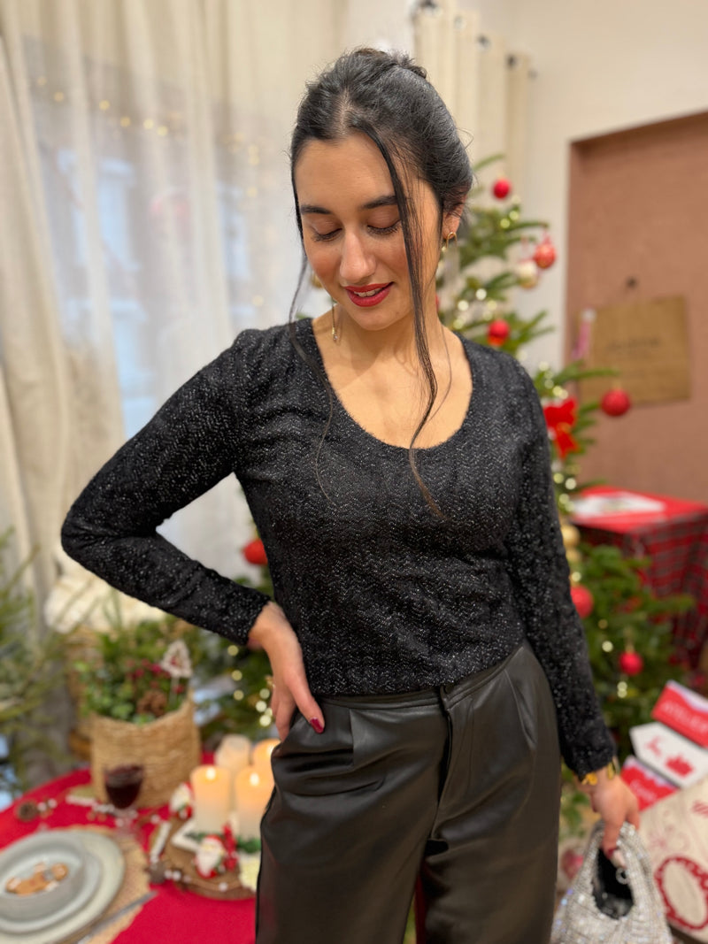 Haut noir brillant - Alix