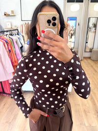 Haut marron - pois