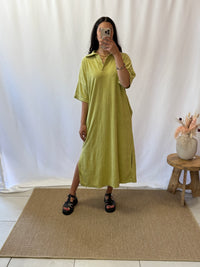 Robe éponge olive - Olivia