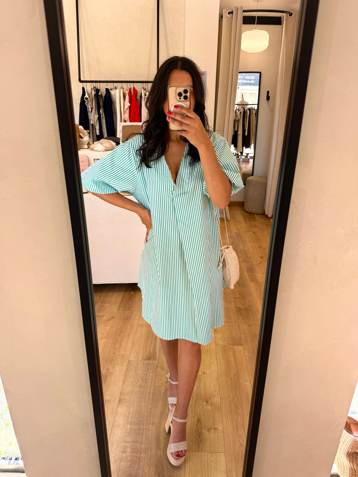 Robe vert - rayure