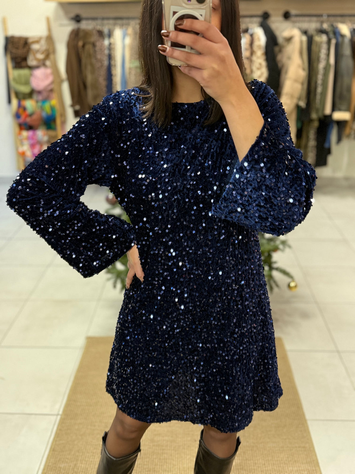 Robe sequins bleu - Iris