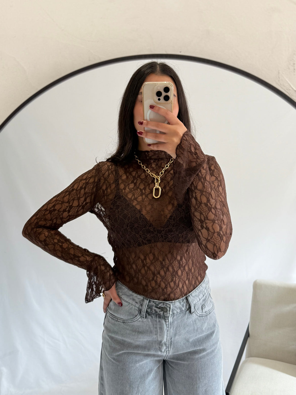 Haut dentelle - chocolat