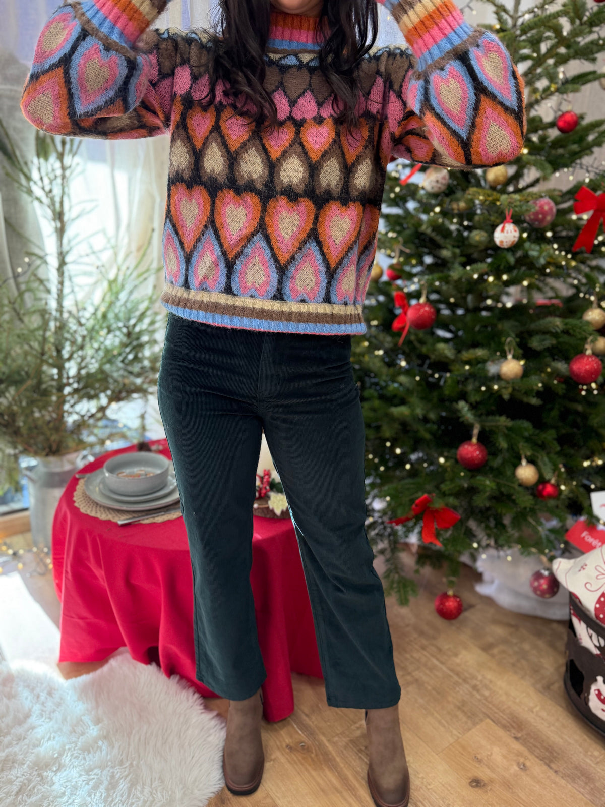 Jean velour vert - Solange