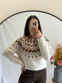 Pull beige motifs  - Jade