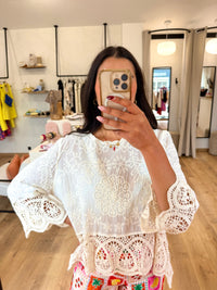 Haut Beige Broderie - Ema