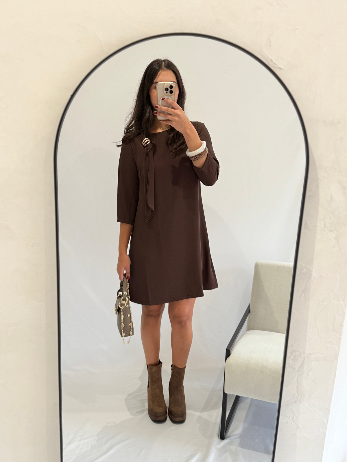 Robe courte marron - Eloane