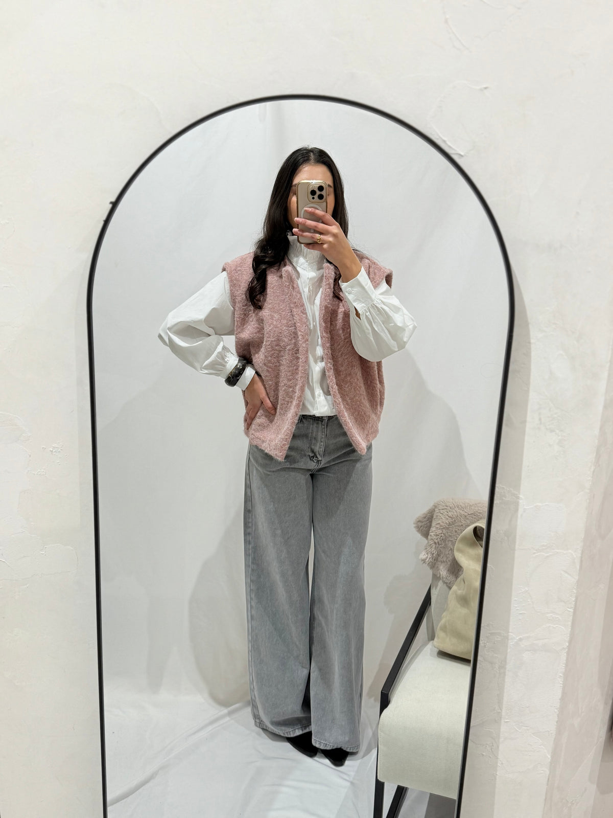 Gilet rose poudré  - ASTHER