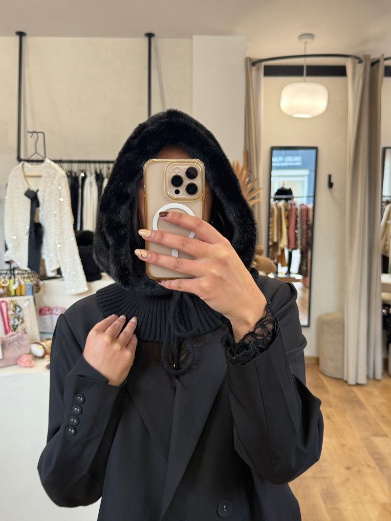 Cagoule fourrure - noir