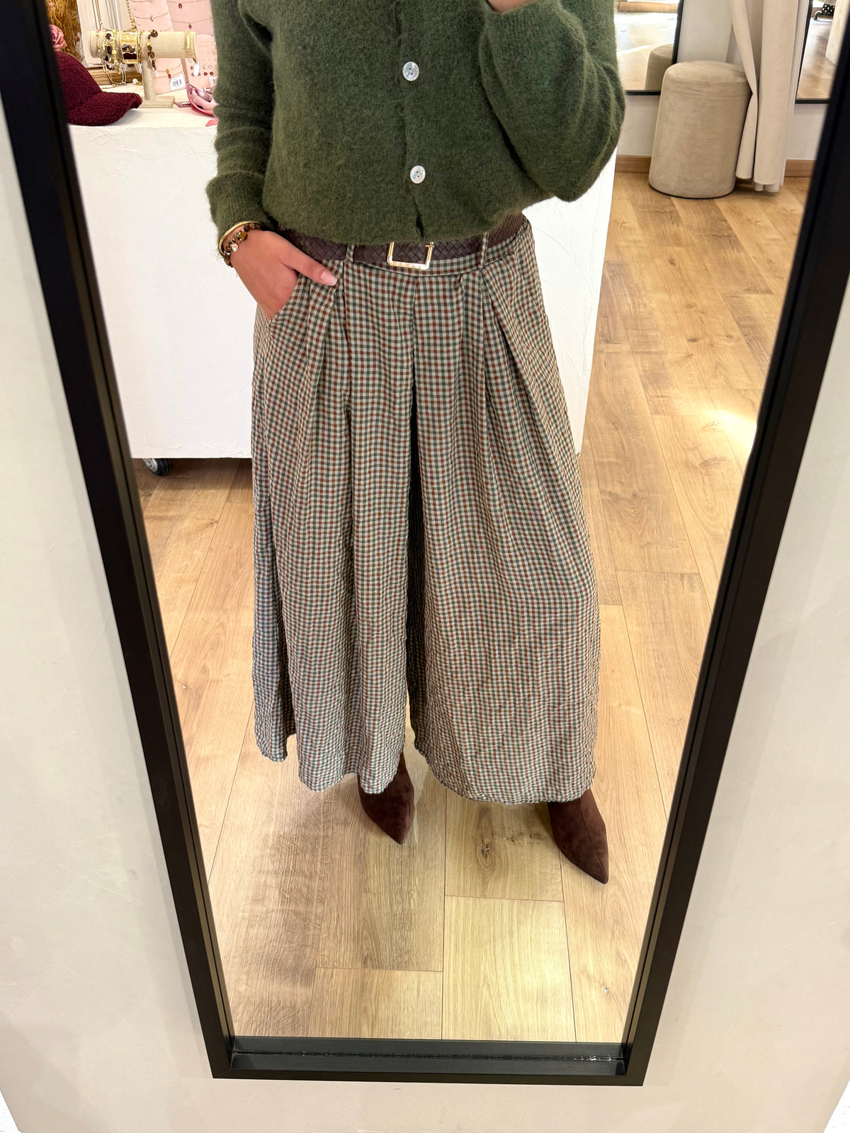Pantalon vichy kaki - Nael