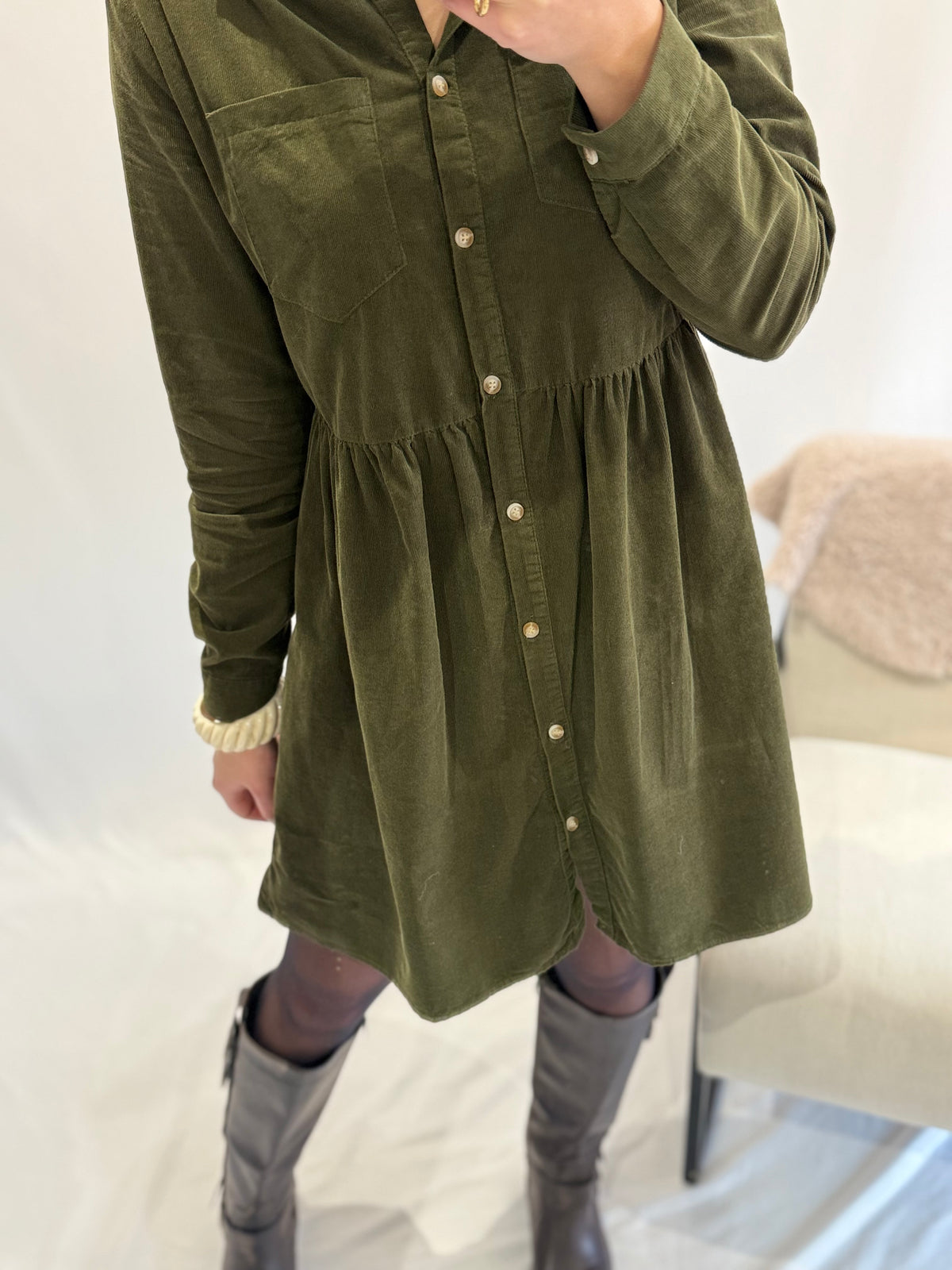 Robe velour kaki - Alio