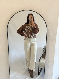 Blouse chocolat motifs - Ambre