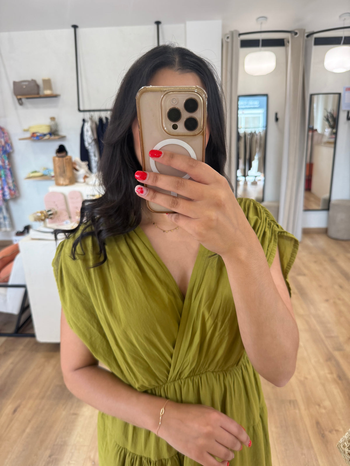 Robe longue olive - monia