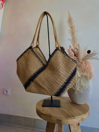 Cabas trapèze paille