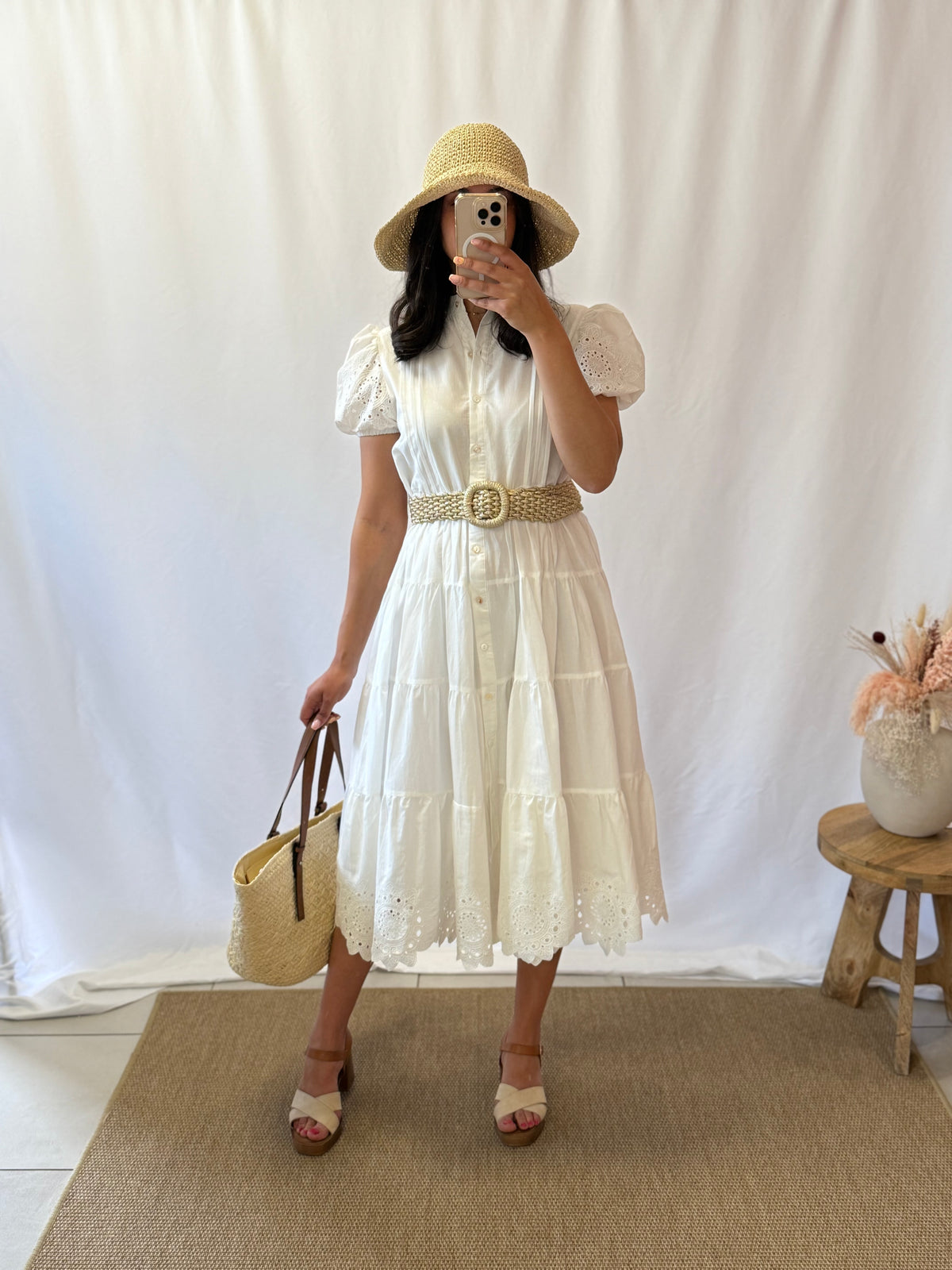 Robe blanc broderie - Sandra