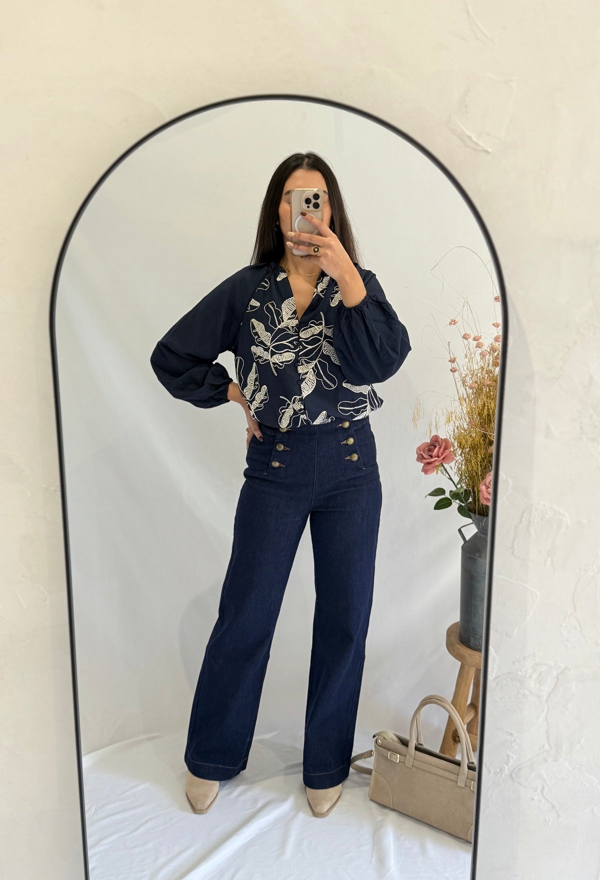 Blouse marine motifs - Ambre