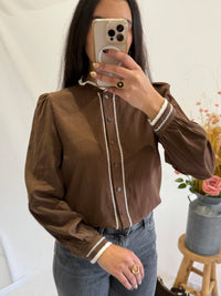 Blouse brodée choco - Louna