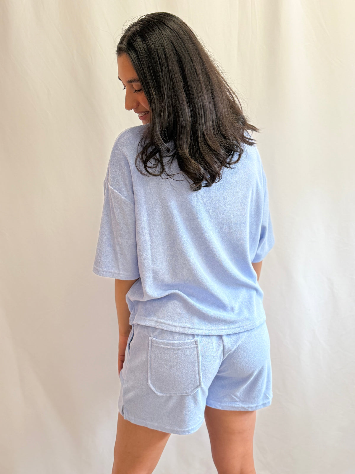Short éponge bleu - Astrid